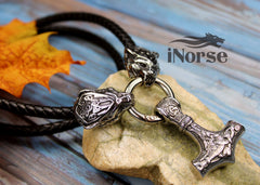 Berserker Viking Necklace | Mjolnir Pendant | Viking Bear Necklace | Norse Jewelry | Odin Necklace | Nordic Pendant | Viking Jewelry