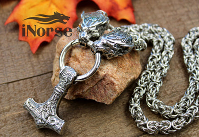 Berserker Viking Necklace | Mjolnir Pendant | Norse Jewelry | Nordic Bear Necklace | Odin Jewelry | Norse Necklace | Celtic | Viking Jewelry