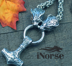 Berserker Viking Necklace | Mjolnir Pendant | Norse Jewelry | Nordic Bear Necklace | Odin Jewelry | Norse Necklace | Celtic | Viking Jewelry