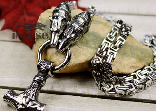 Berserker Bear Viking Necklace | Norse Jewelry | Mjolnir Pendant...