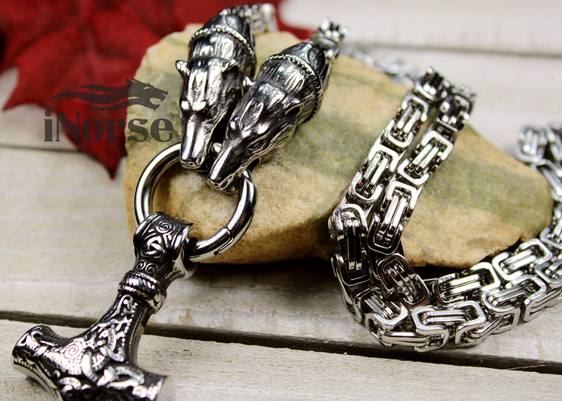 Berserker Bear Viking Necklace | Norse Jewelry | Mjolnir Pendant | Odin Necklace | Thor's Hammer Pendant | Norse Necklace | Viking Jewelry