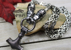 Berserker Bear Viking Necklace | Norse Jewelry | Mjolnir Pendant | Odin Necklace | Thor's Hammer Pendant | Norse Necklace | Viking Jewelry