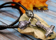 Berserker Viking Necklace | Mjolnir Pendant | Viking Bear Necklace | Norse Jewelry | Odin Necklace | Nordic Pendant | Viking Jewelry