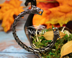 Dragon Viking Bracelet | Norse Jewelry | Viking Bangle | Norse Leather Torc | Viking Arm Ring | Nordic Nidhogg | Gothic | Viking Jewelry