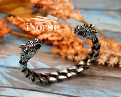 Dragon Viking Bracelet | Norse Jewelry | Viking Bangle | Norse Leather Torc | Viking Arm Ring | Nordic Nidhogg | Gothic | Viking Jewelry