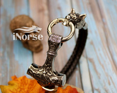 Fenrir Wolf Viking Bracelet | Norse Jewelry | Mjolnir Bracelet | Viking Wristband | Fenrir Wolf | Thor Hammer | Nordic Cuff | Viking Jewelry