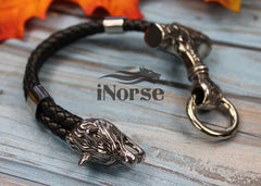 Fenrir Wolf Viking Bracelet | Norse Jewelry | Mjolnir Bracelet | Viking Wristband | Fenrir Wolf | Thor Hammer | Nordic Cuff | Viking Jewelry