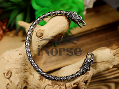 Fenrir Wolf Viking Bracelet | Norse Armring | Odin Wolf Torque | Viking Bangle | Norse Jewelry | Nordic Armring | Viking Jewelry