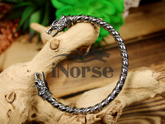 Fenrir Wolf Viking Bracelet | Norse Armring | Odin Wolf Torque | Viking Bangle | Norse Jewelry | Nordic Armring | Viking Jewelry