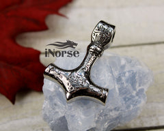 Mjolnir Fenrir Viking Necklace | Norse Jewelry | Mjolnir Pendant | Fenrir Necklace | Thor's Hammer | Norse Hammer Necklace  | Viking Jewelry