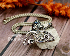 Freya Viking Necklace | Norse Jewelry | Freyja Necklace | Viking Pendant | Freya Cats Pendant | Norse Goddess | Celtic Knot | Viking Jewelry