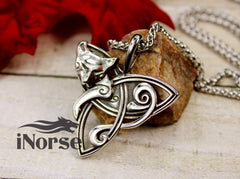 Freya Viking Necklace | Norse Jewelry | Freyja Necklace | Viking Pendant | Freya Cats Pendant | Norse Goddess | Celtic Knot | Viking Jewelry