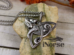 Freya Viking Necklace | Norse Jewelry | Freyja Necklace | Viking Pendant | Freya Cats Pendant | Norse Goddess | Celtic Knot | Viking Jewelry