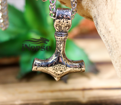 Mjolnir Fenrir Viking Necklace | Norse Jewelry | Mjolnir Pendant | Fenrir Necklace | Thor's Hammer | Norse Hammer Necklace  | Viking Jewelry