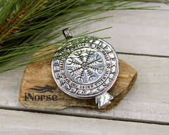 Raven Vegvisir Viking Necklace | Runic Pendant | Norse Jewelry | Viking Pendant | Norse Necklace | Futhark Runes | Helm Of Awe | Viking Jewelry