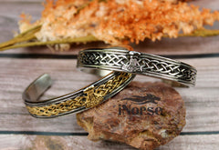 Mjolnir Viking Bracelet - Steel | Norse Jewelry | Viking Armring | Nordic Wristband | Viking Torc | Norse Bangle | Celtic Cuff | Viking Jewelry