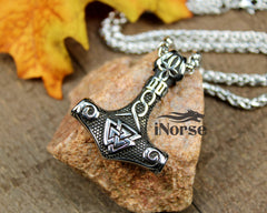 Mjolnir Viking Necklace | Valknut Pendant | Norse Jewelry | Mjolnir Pedant | Thor Necklace | Valknut Necklace | Viking Hammer | Nordic Pendant | Viking Jewelry