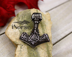 Valknut Mjolnir Necklace | Viking Pendant | Viking Necklace | Thor's Hammer Amulet | Norse Jewelry | Valknut Necklace | Viking Pendant | Viking Jewelry