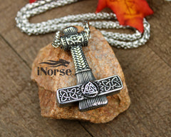 Thor's Hammer Viking Necklace | Mjolnir Pendant | Valknut Necklace | Norse Jewelry | Viking Pendant | Norse Necklace | Valknut Pendant | Gothic | Viking Jewelry