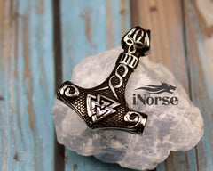 Mjolnir Viking Necklace | Valknut Pendant | Norse Jewelry | Mjolnir Pedant | Thor Necklace | Valknut Necklace | Viking Hammer | Nordic Pendant | Viking Jewelry