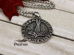 Thor's Hammer Viking Necklace | Runic Pendant | Norse Jewelry | Mjolnir Pendant | Norse Necklace | Futhark Runes | Nordic | Viking Jewelry