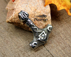 Mjolnir Viking Necklace | Valknut Pendant | Norse Jewelry | Mjolnir Pedant | Thor Necklace | Valknut Necklace | Viking Hammer | Nordic Pendant | Viking Jewelry