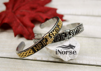 Mjolnir Runes Bracelet | Norse Jewelry | Viking Bracelet | Mjolnir Armring | Thor Torque | Norse Armband | Viking Torc | Norse Bangle | Celtic Cuff | Viking Jewelry