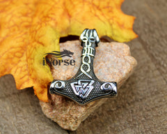 Mjolnir Viking Necklace | Valknut Pendant | Norse Jewelry | Mjolnir Pedant | Thor Necklace | Valknut Necklace | Viking Hammer | Nordic Pendant | Viking Jewelry