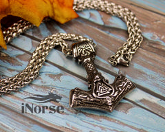 Valknut Mjolnir Necklace | Viking Pendant | Viking Necklace | Thor's Hammer Amulet | Norse Jewelry | Valknut Necklace | Viking Pendant | Viking Jewelry