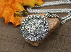 Thor's Hammer Viking Necklace | Runic Pendant | Norse Jewelry | Mjolnir Pendant | Norse Necklace | Futhark Runes | Nordic | Viking Jewelry