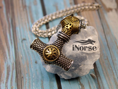 Mjolnir Viking Necklace | Norse Pendant | Helm Of Awe Necklace | Viking Pendant | Norse Jewelry | Thor's Hammer Necklace | Viking Jewelry