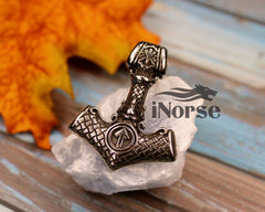 Valknut Mjolnir Necklace | Viking Pendant | Viking Necklace | Thor's Hammer Amulet | Norse Jewelry | Valknut Necklace | Viking Pendant | Viking Jewelry