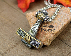 Thor's Hammer Viking Necklace | Valknut Pendant | Norse Jewelry | Viking Pendant | Norse Necklace | Valknut Mjolnir Pendant | Viking Jewelry