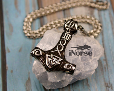 Mjolnir Viking Necklace | Valknut Pendant | Norse Jewelry | Mjolnir Pedant | Thor Necklace | Valknut Necklace | Viking Hammer | Nordic Pendant | Viking Jewelry