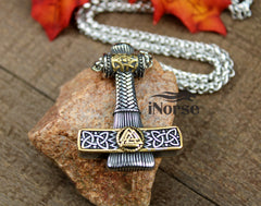 Thor's Hammer Viking Necklace | Valknut Pendant | Norse Jewelry | Viking Pendant | Norse Necklace | Valknut Mjolnir Pendant | Viking Jewelry