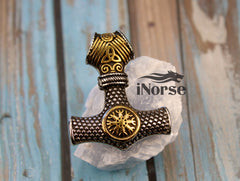 Mjolnir Viking Necklace | Norse Pendant | Helm Of Awe Necklace | Viking Pendant | Norse Jewelry | Thor's Hammer Necklace | Viking Jewelry