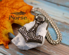 Valknut Mjolnir Necklace | Viking Pendant | Viking Necklace | Thor's Hammer Amulet | Norse Jewelry | Valknut Necklace | Viking Pendant | Viking Jewelry