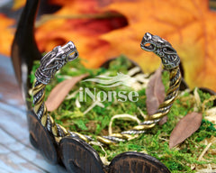 Odin's Wolves Viking Bracelet | Norse Jewelry | Geri & Freki Bracelet | Viking Bangle | Fenrir Torque | Odin Arm Ring | Gothic | Viking Jewelry