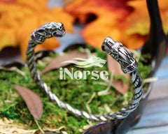 Odin's Wolves Viking Bracelet | Norse Jewelry | Fenrir Torque | Ragnar Armring | Geri & Freki Bracelet | Norse Armband | Viking Jewelry