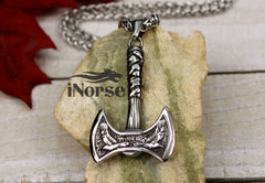 Viking Axe Raven Necklace | Odin's Ravens Pendant | Norse Jewelry | Viking Pendant | Nordic Amulet | Norse Necklace | Goth | Viking Jewelry