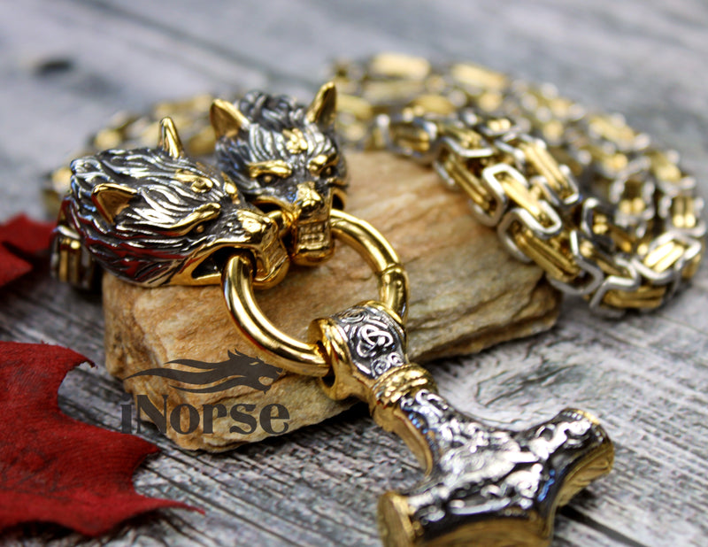 Odin's Wolves Viking Necklace | Geri & Freki | Viking Jewelry