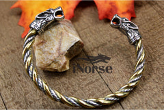 Odin's Wolves Viking Bracelet | Norse Jewelry | Geri & Freki Bracelet | Viking Bangle | Fenrir Torque | Odin Arm Ring | Gothic | Viking Jewelry