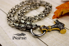 Odin's Ravens Viking Necklace | Norse Jewelry | Mjolnir Pendant | Thor's Hammer Necklace | Hugin & Munin | Norse Amulet | Viking Jewelry