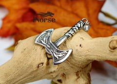 Viking Axe Raven Necklace | Odin's Ravens Pendant | Norse Jewelry | Viking Pendant | Nordic Amulet | Norse Necklace | Goth | Viking Jewelry