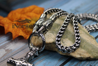 Odin's Ravens Viking Necklace | Mjolnir Pendant | Norse Jewelry...