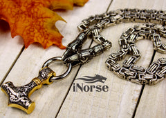 Odin's Ravens Viking Necklace | Norse Jewelry | Mjolnir Pendant | Thor's Hammer Necklace | Hugin & Munin | Norse Amulet | Viking Jewelry