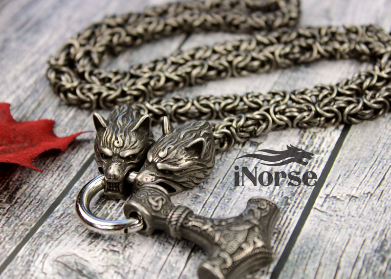 Geri & Freki Necklace | Norse Jewelry | Odin's Wolves Necklace