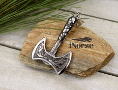 Viking Axe Raven Necklace | Odin's Ravens Pendant | Norse Jewelry | Viking Pendant | Nordic Amulet | Norse Necklace | Goth | Viking Jewelry