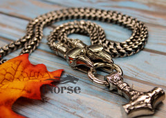 Odin's Ravens Viking Necklace | Mjolnir Jewelry | Norse Pendant | Hugin & Munin Necklace | Viking Pendant | Norse Necklace | Viking Jewelry