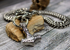 Odin's Ravens Viking Necklace | Mjolnir Jewelry | Norse Pendant | Hugin & Munin Necklace | Viking Pendant | Norse Necklace | Viking Jewelry